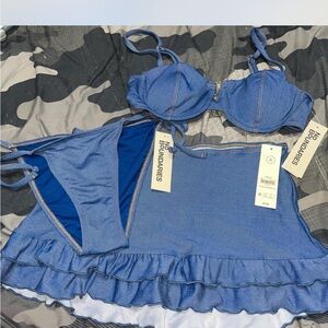 No Boundaries Blue Ruffled Intimates Set